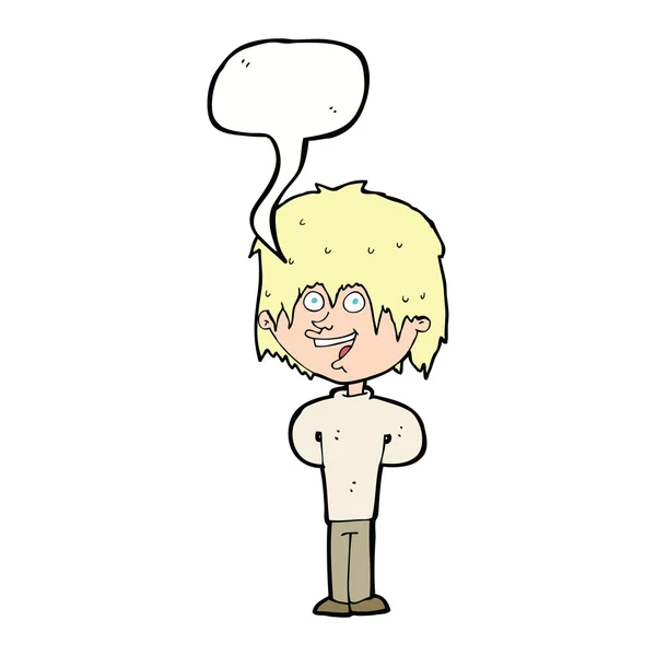 Dessin animé heureux garcon avec bulle de discours — Image vectorielle