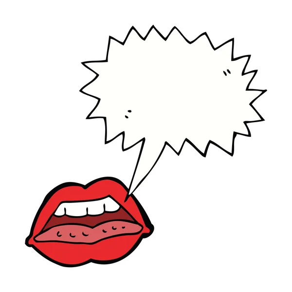 Fumetto sexy labbra simbolo con la bolla discorso — Vettoriale Stock