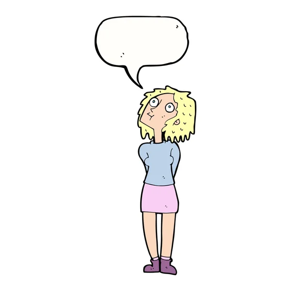 Cartoon neugierige Frau mit Sprechblase — Stockvektor
