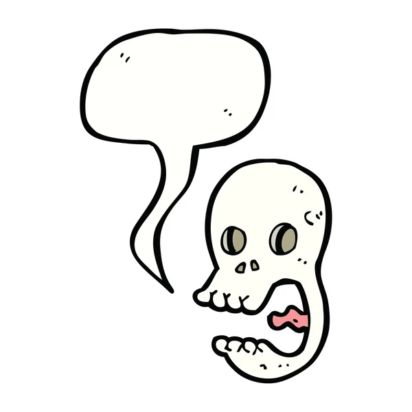 Grappige cartoon schedel met spraakbel — Stockvector