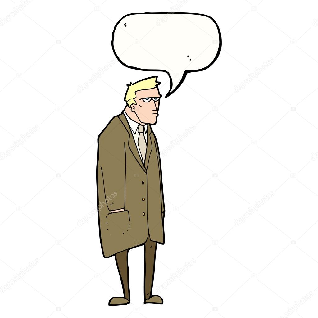 Cartoon bad tempered man with speech bubble Stock Vector Image by