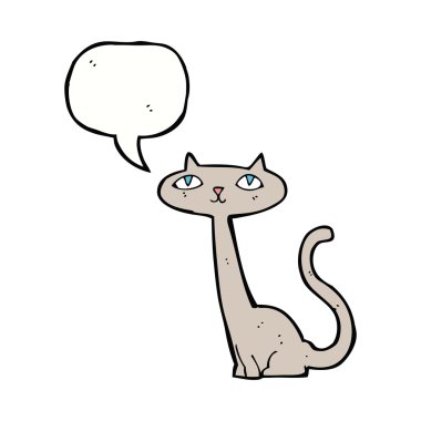 Karikatür kedi ile konuşma balonu