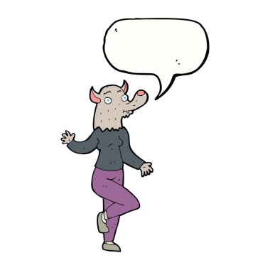 çizgi film dans eden kurt adam kadınla konuşma balonu