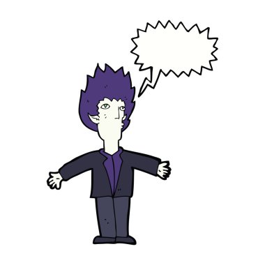 Konuşma balonu olan çizgi film vampiri.