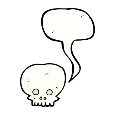 Konuşma baloncuklu garip kafatası sembolü.