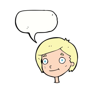 çizgi film mutlu çocuk konuşma balonu ile