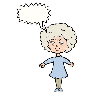 çizgi film acı yaşlı kadınla konuşma balonu