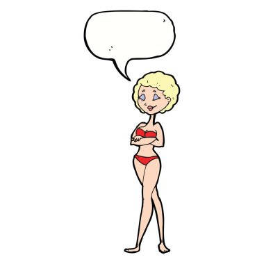 çizgi film retro kadın bikini ile konuşma balonu