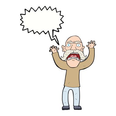 karikatür kızgın yaşlı adam konuşma baloncuğu ile
