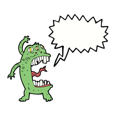 Konuşma balonlu çılgın canavar çizgi filmi.