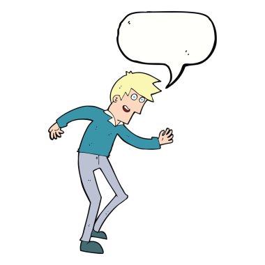karikatür mutlu bir adam ile konuşma balonu dans