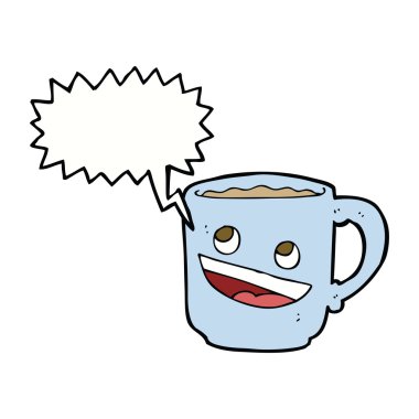 çizgi film kahve kupa ile konuşma balonu