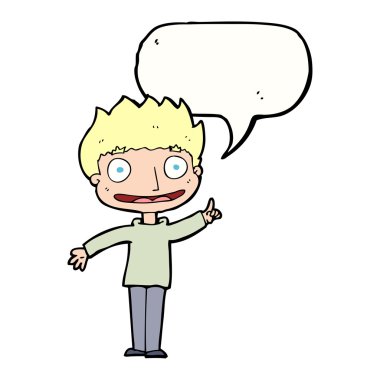 çizgi film mutlu çocuk konuşma balonu ile