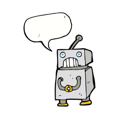 Konuşma baloncuklu çizgi film robotu