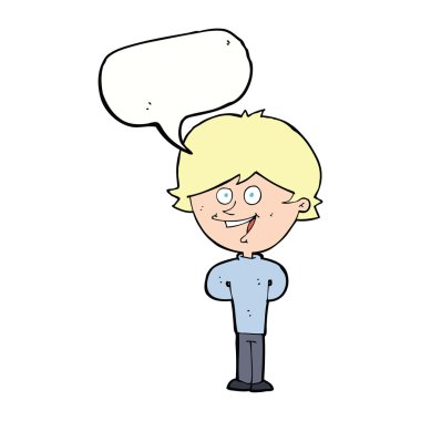 çizgi film mutlu çocuk konuşma balonu ile