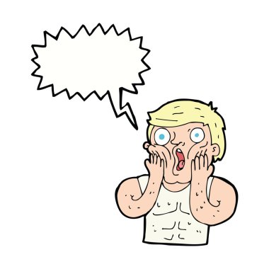 karikatür şok edici konuşma balonuyla jimnastikçi