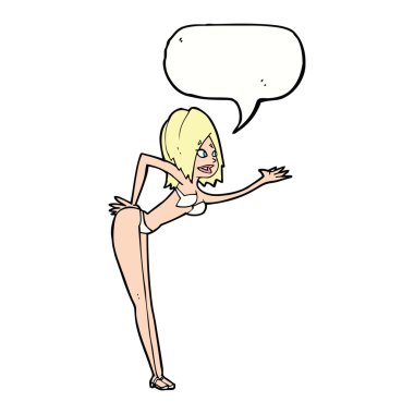 çizgi film kadın bikini ile konuşma balonu