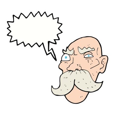 karikatür kızgın yaşlı adam konuşma baloncuğu ile