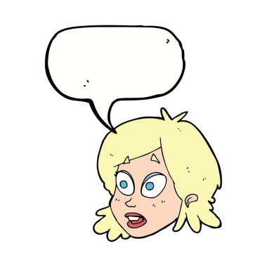 Konuşma baloncuğu ile şaşırmış kadın yüzü