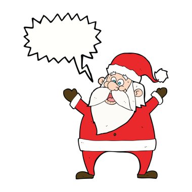 Konuşma balonlu neşeli Noel Baba çizgi filmi