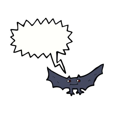 Konuşma balonlu ürkünç vampir yarasa çizgi filmi