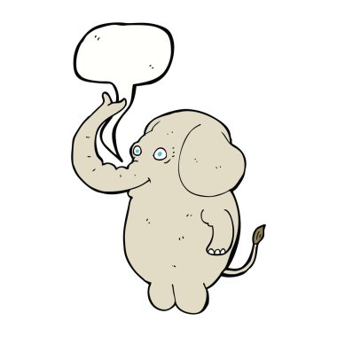 Konuşma balonlu komik bir fil.