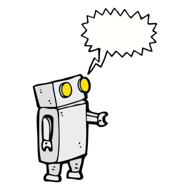 Konuşma baloncuklu çizgi film robotu