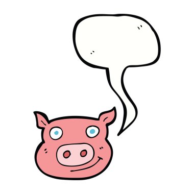 Konuşma balonlu domuz suratlı çizgi film.