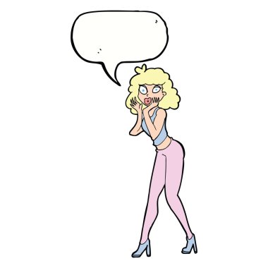 Karikatür, konuşma balonlu kadını şaşırttı.