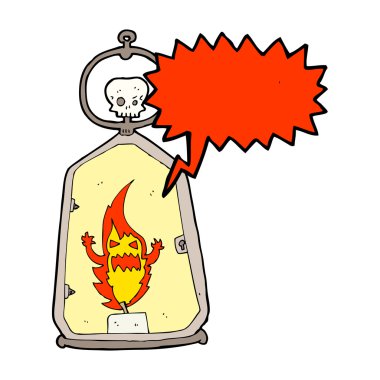 Konuşma baloncuklu karikatürlü ürkütücü fener