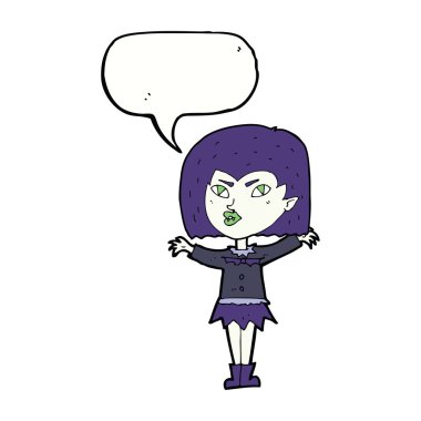 Konuşma baloncuğu olan vampir kız.