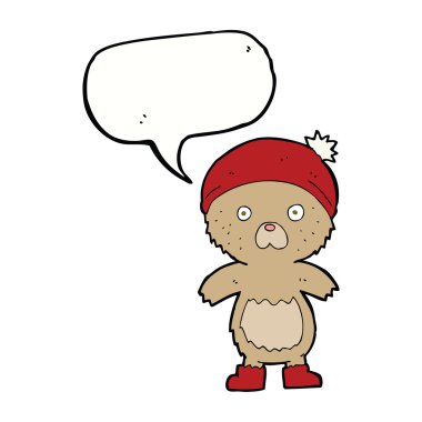 Konuşma baloncuklu sevimli oyuncak ayı.