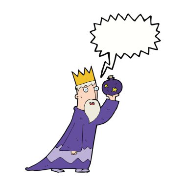 Konuşma balonu olan üç bilge adamdan biri.