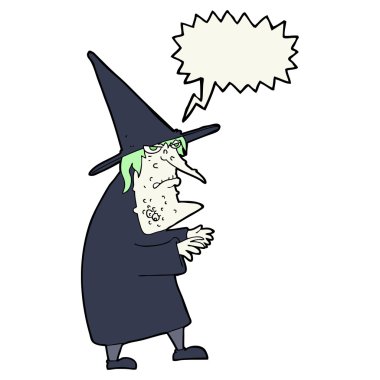 Konuşma balonlu çirkin yaşlı cadı çizgi filmi.