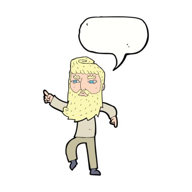 karikatür konuşma balonu ile yolu işaret adam sakallı