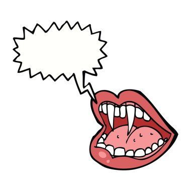 Konuşma baloncuklu çizgi vampir ağzı.