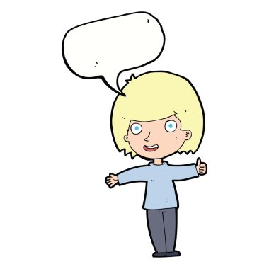 çizgi film mutlu kadın konuşma balonu ile