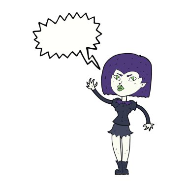 Konuşma balonu olan güzel vampir kız çizgi filmi.