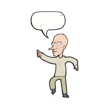 karikatür kızgın yaşlı adam konuşma baloncuğu ile