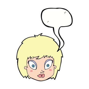 karikatür kadın yüzünü şaşırttı konuşma baloncuğuyla