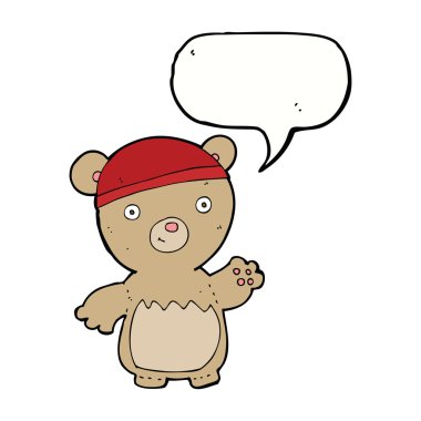 çizgi film ayıcık şapka ile konuşma balonu