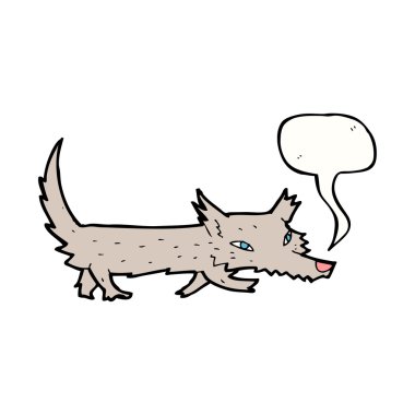 Konuşma baloncuğu olan küçük kurt.