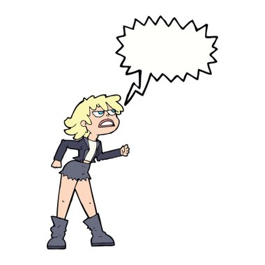 çizgi film kızgın Motorcu kız ile konuşma balonu