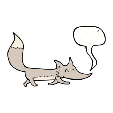 Konuşma baloncuğu olan küçük kurt.