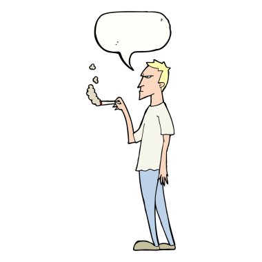Konuşma baloncuğuyla sigara içen karikatür