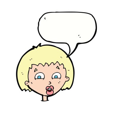 Konuşma baloncuğuyla şok olmuş çizgi film ifadesi