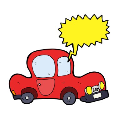 Konuşma baloncuklu çizgi film arabası