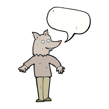 çizgi film mutlu kurt adam konuşma baloncuğu ile