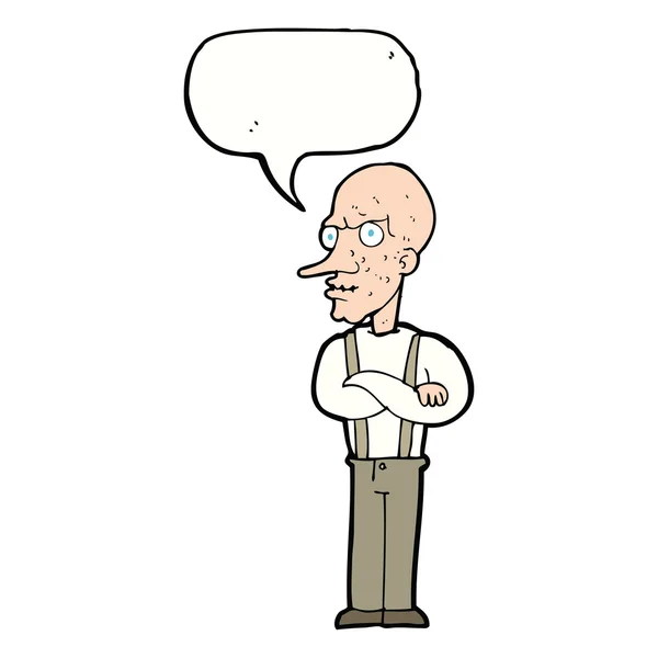 Dessin animé moyen vieil homme avec bulle de parole — Image vectorielle