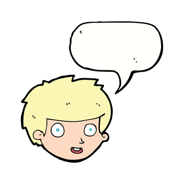 卡通快乐的男孩面对讲话泡泡 — 图库矢量图片